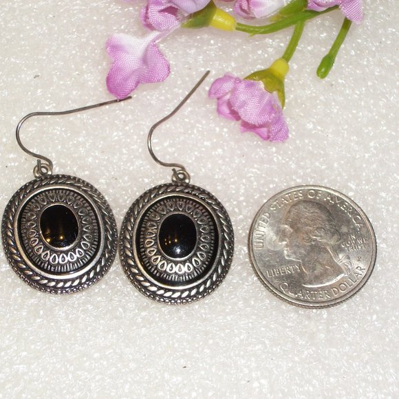 Sarah & Co Dangle Earrings Black Enamel on Silver NWT - Picture 4 of 4